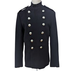 VTG 1950s British Fire Brigade Melton Woolen Tunic Double Breasted Navy Size 18